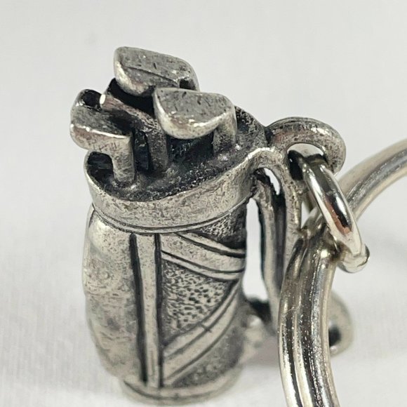Vintage US Made Highly Detailed PEWTER Charm/Key Holder Golf Bag With Golf Clubs - Picture 6 of 6